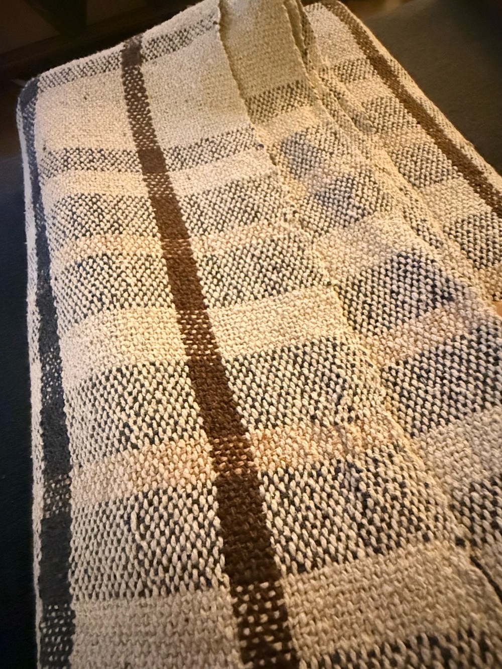 Cozy Cream & Brown Woven Throw Blanket